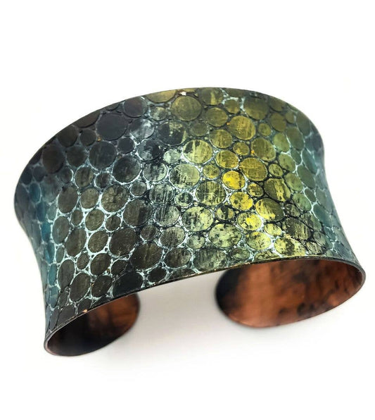 Mermaid Scales Copper Patina Cuff Bracelet
