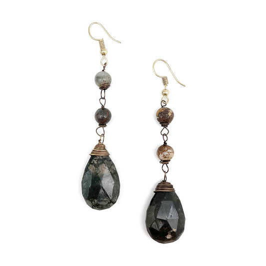 Banjara Semi-Precious Stone Earrings - Agate & Bloodstone