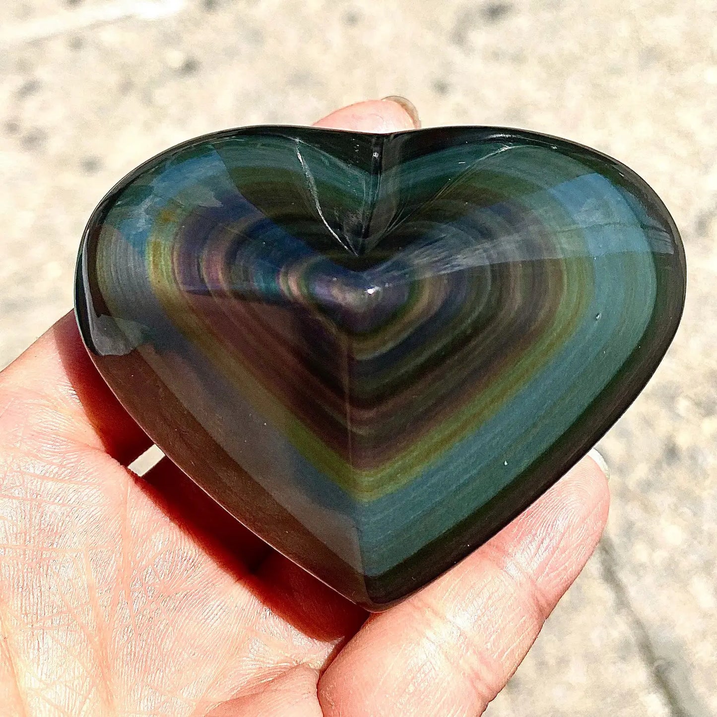 Rainbow Obsidian Heart