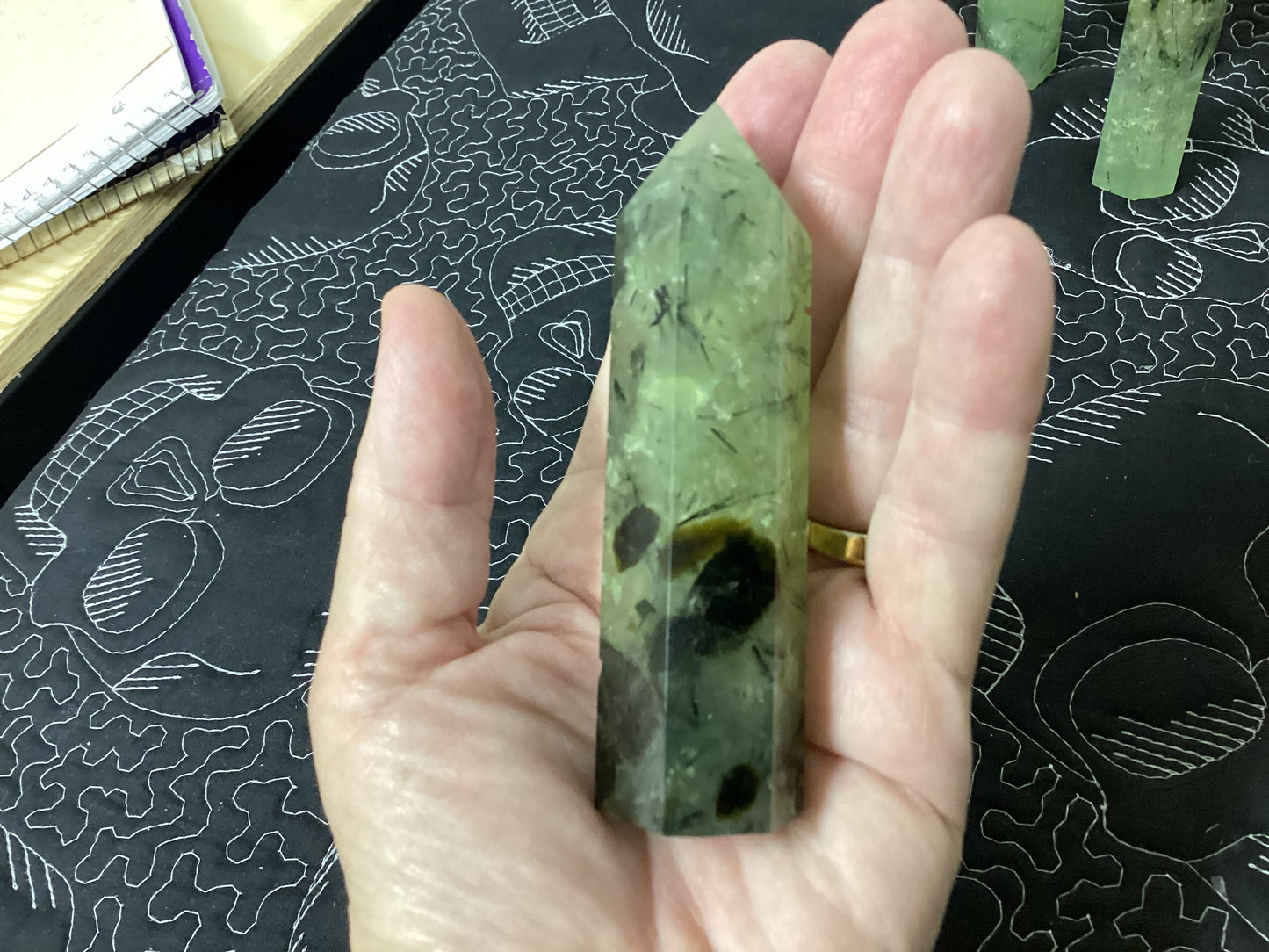 Prehnite Tower Obelisk Point Wand