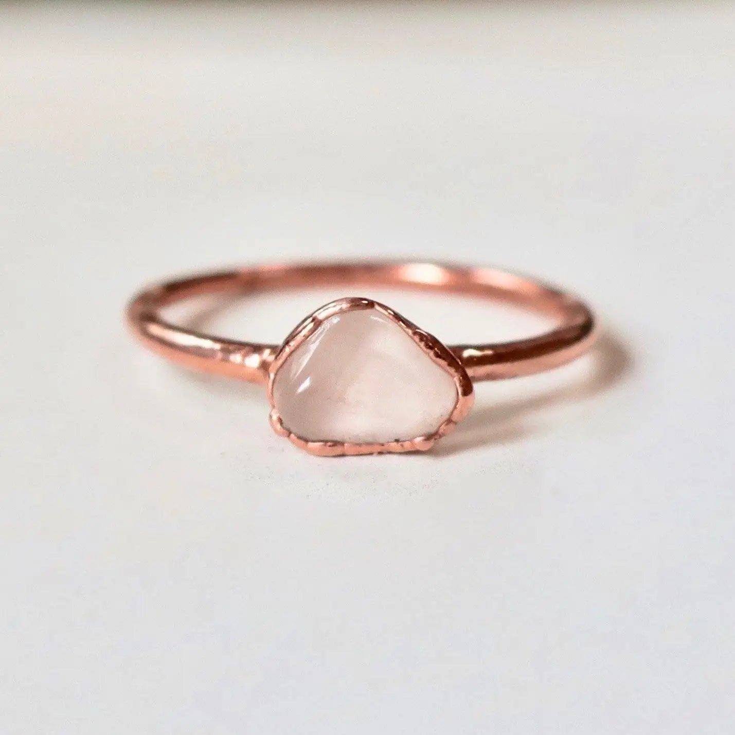 Rose Quartz Copper Ring