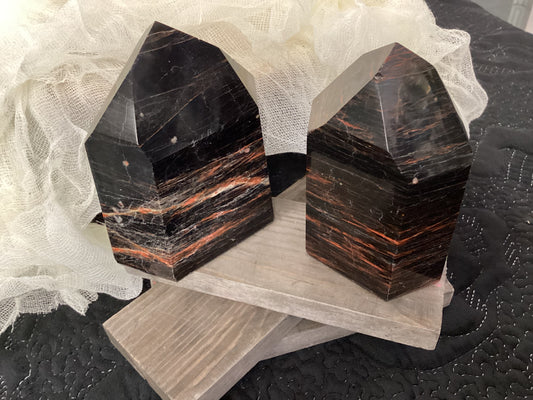 Black Tourmaline Faceted Point