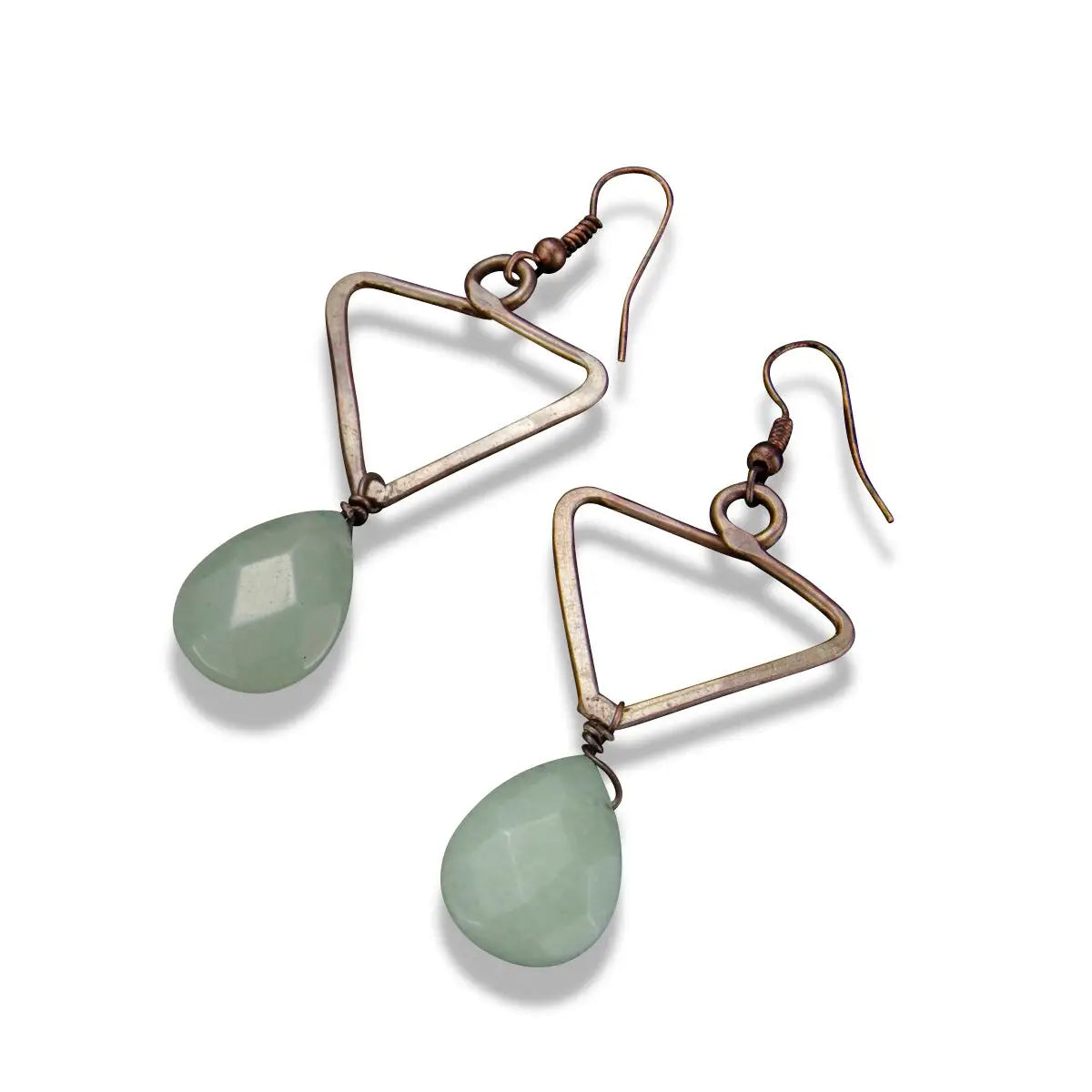 Copper Triangle with Aventurine Earrings