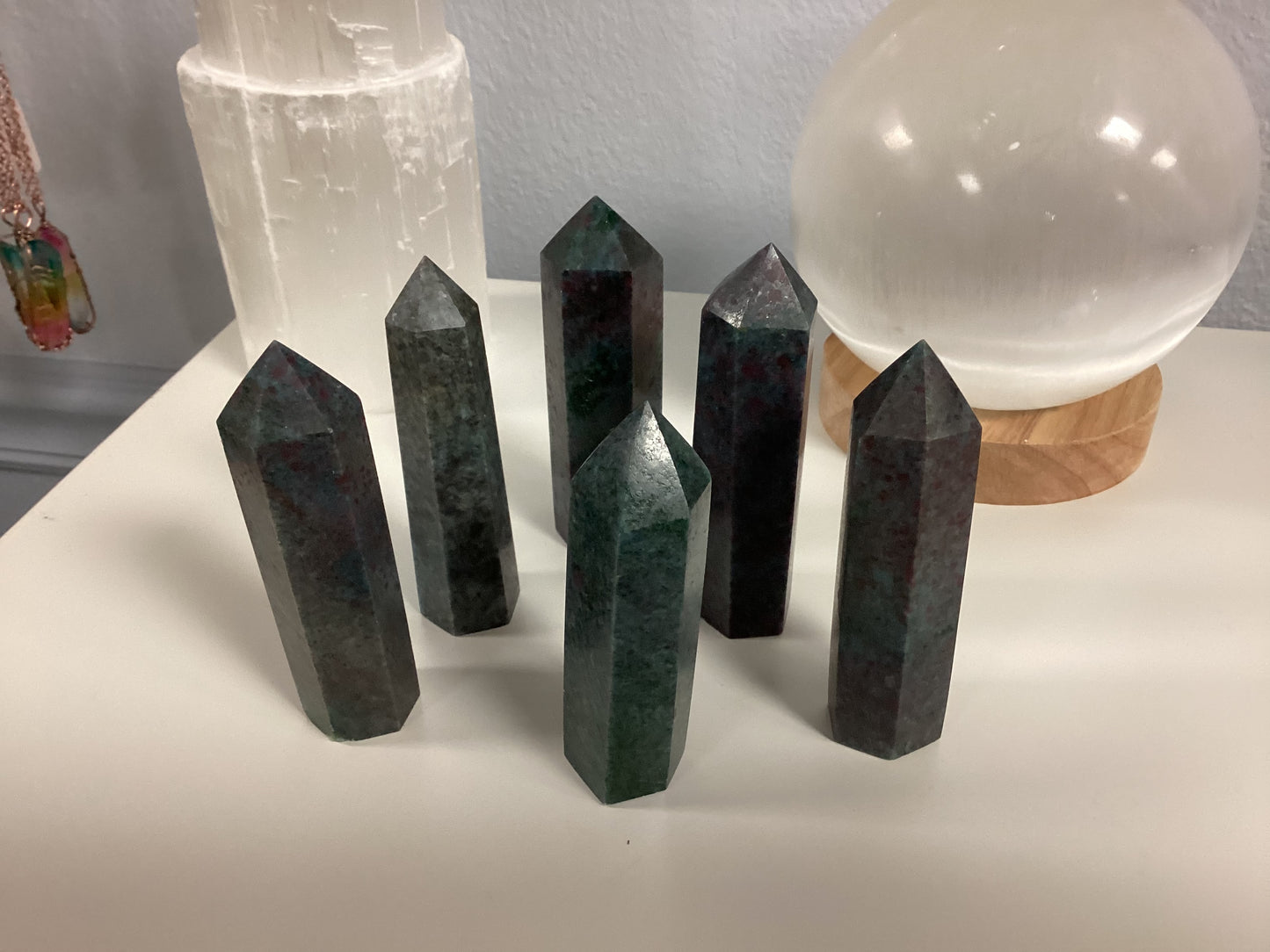 Ruby Fuchsite Obelisk Tower Point