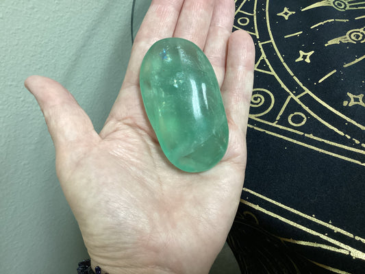 Green Fluorite Palm Stone - Medium