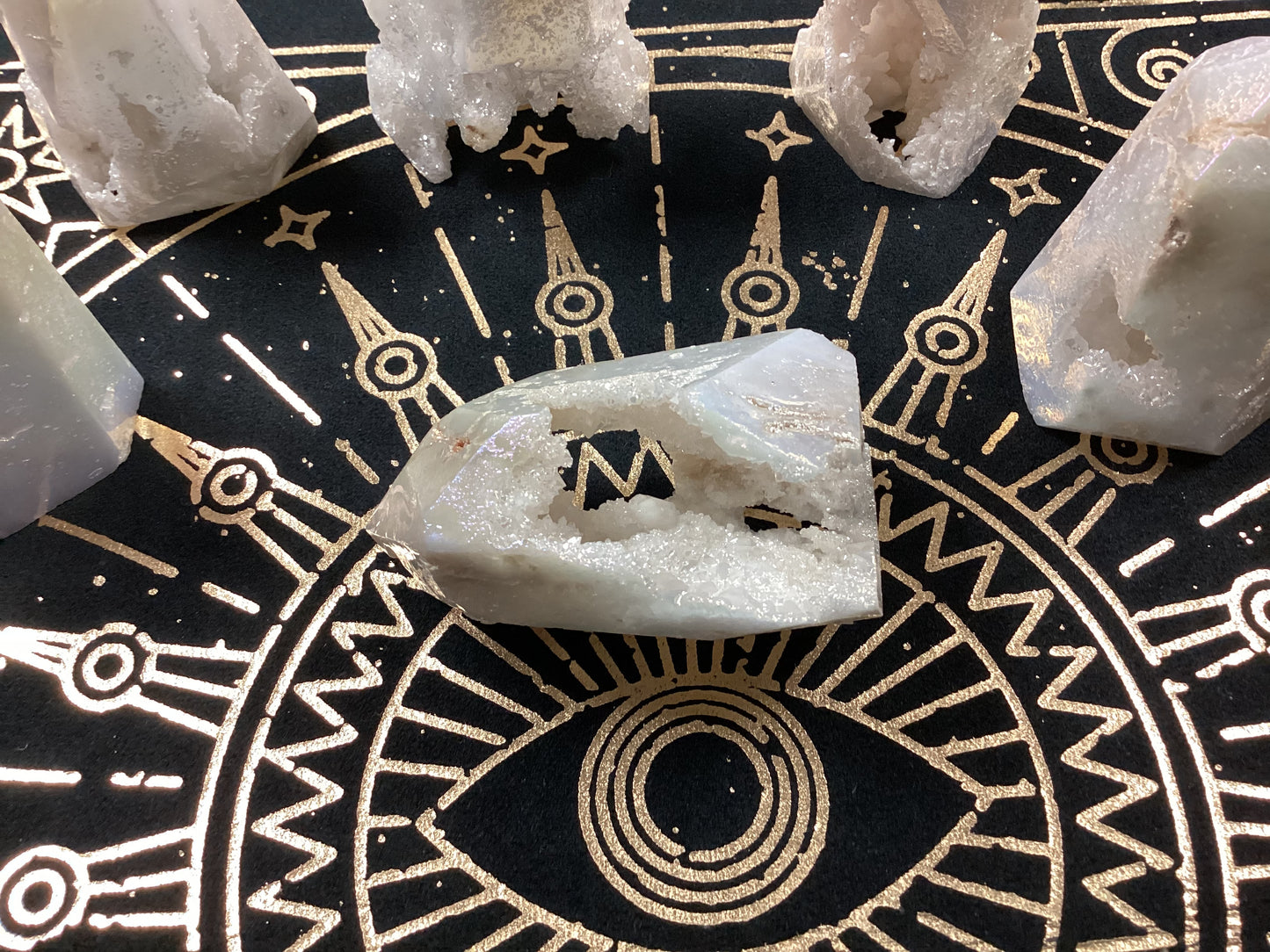 Angel Aura White Druzy Quartz Tower