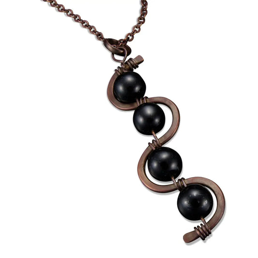 Copper Zig-Zag Necklace with Onyx