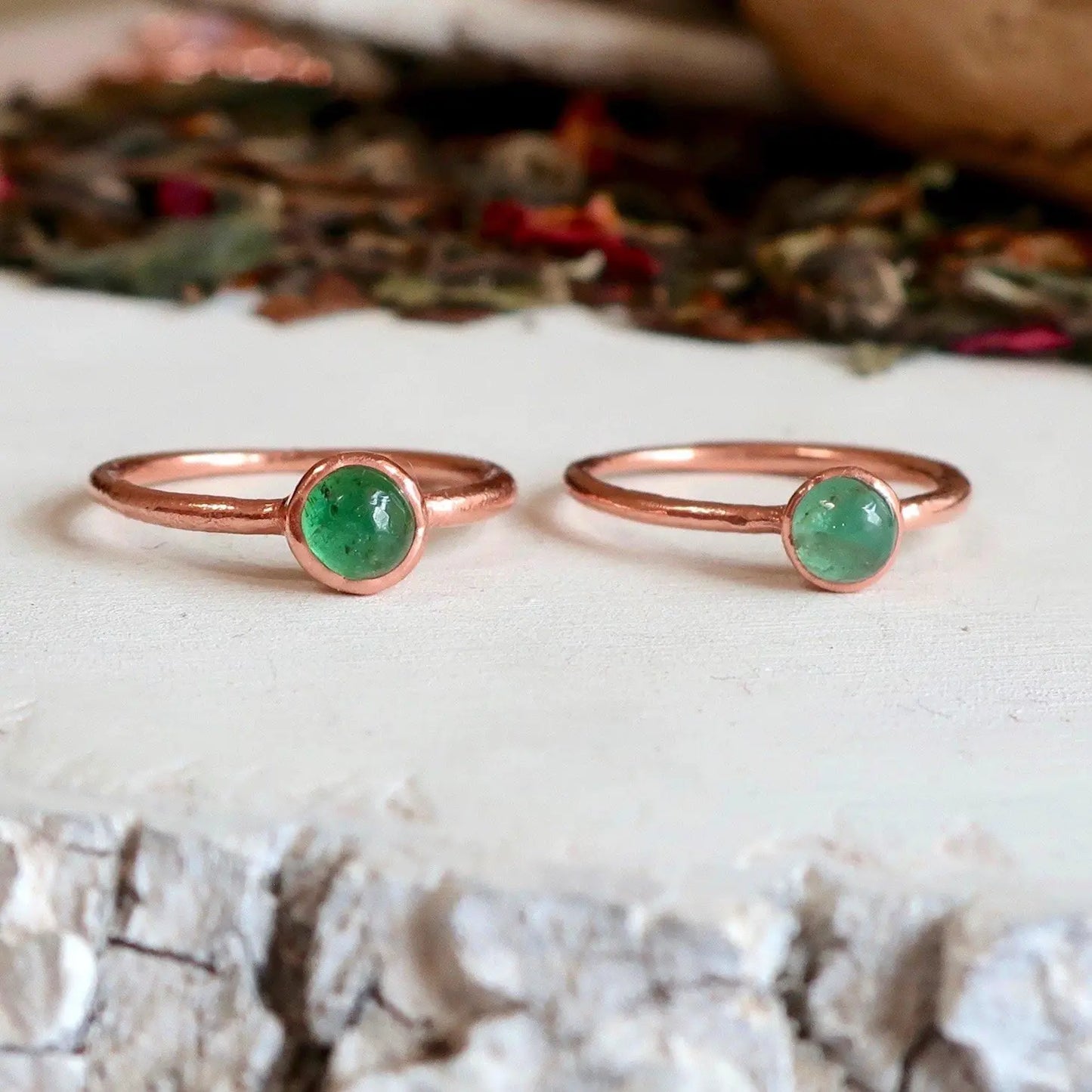 Emerald Copper Stacking Ring