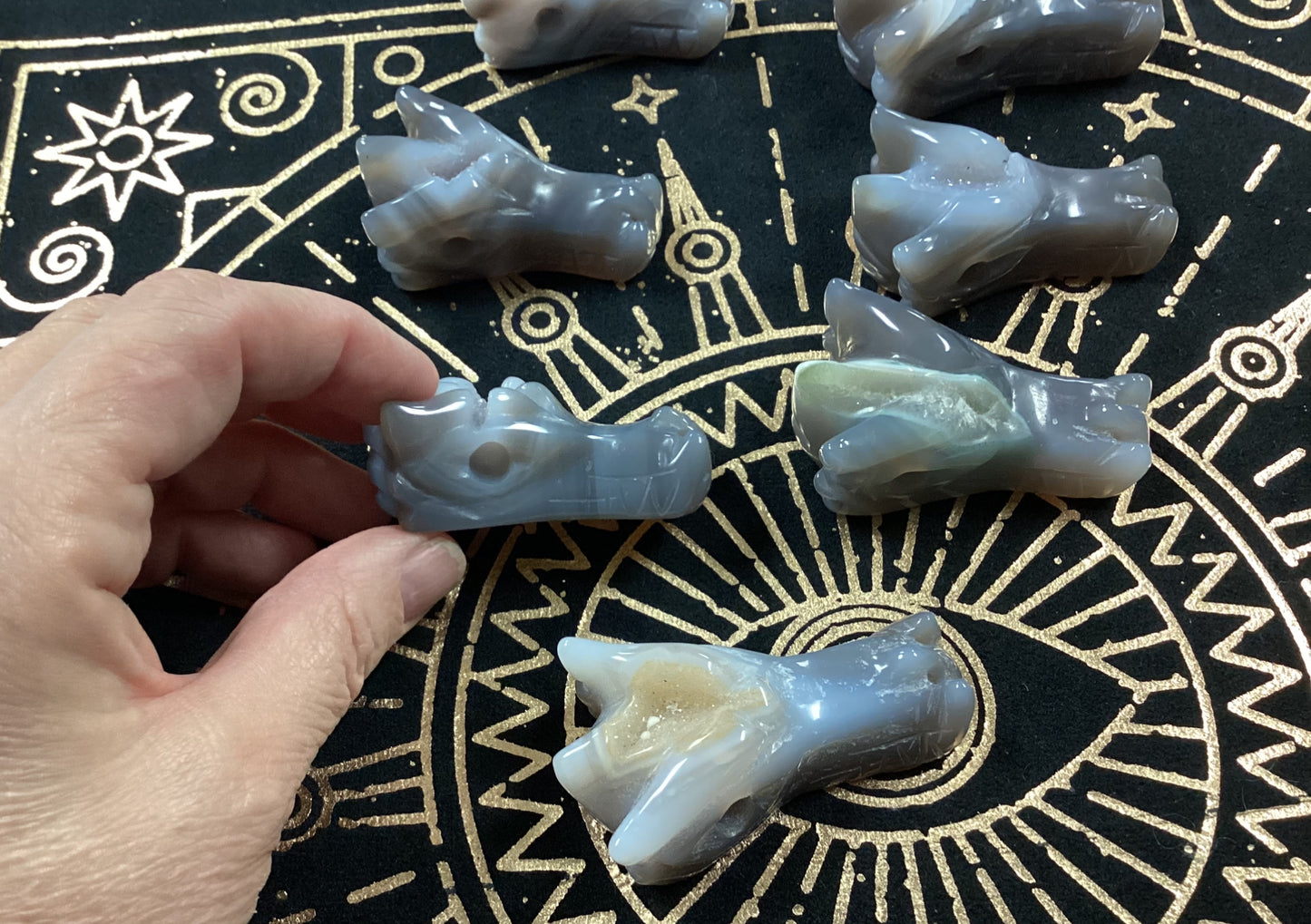 Natural Druzy Agate Dragon Head