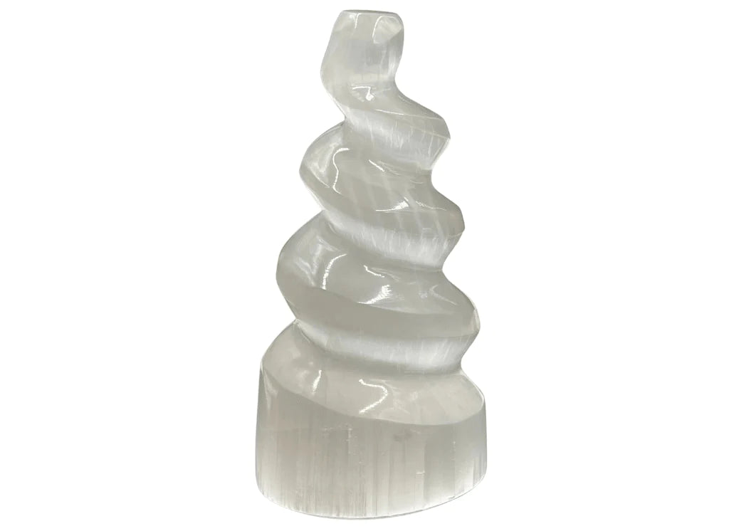 Selenite Spiral Tower - Medium