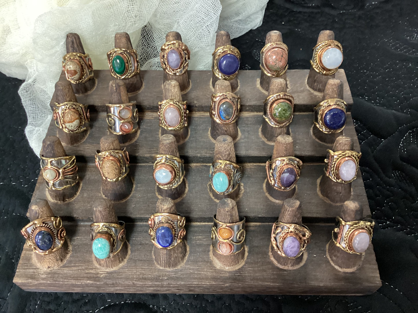 Mixed Metal and Crystal Gemstone Rings