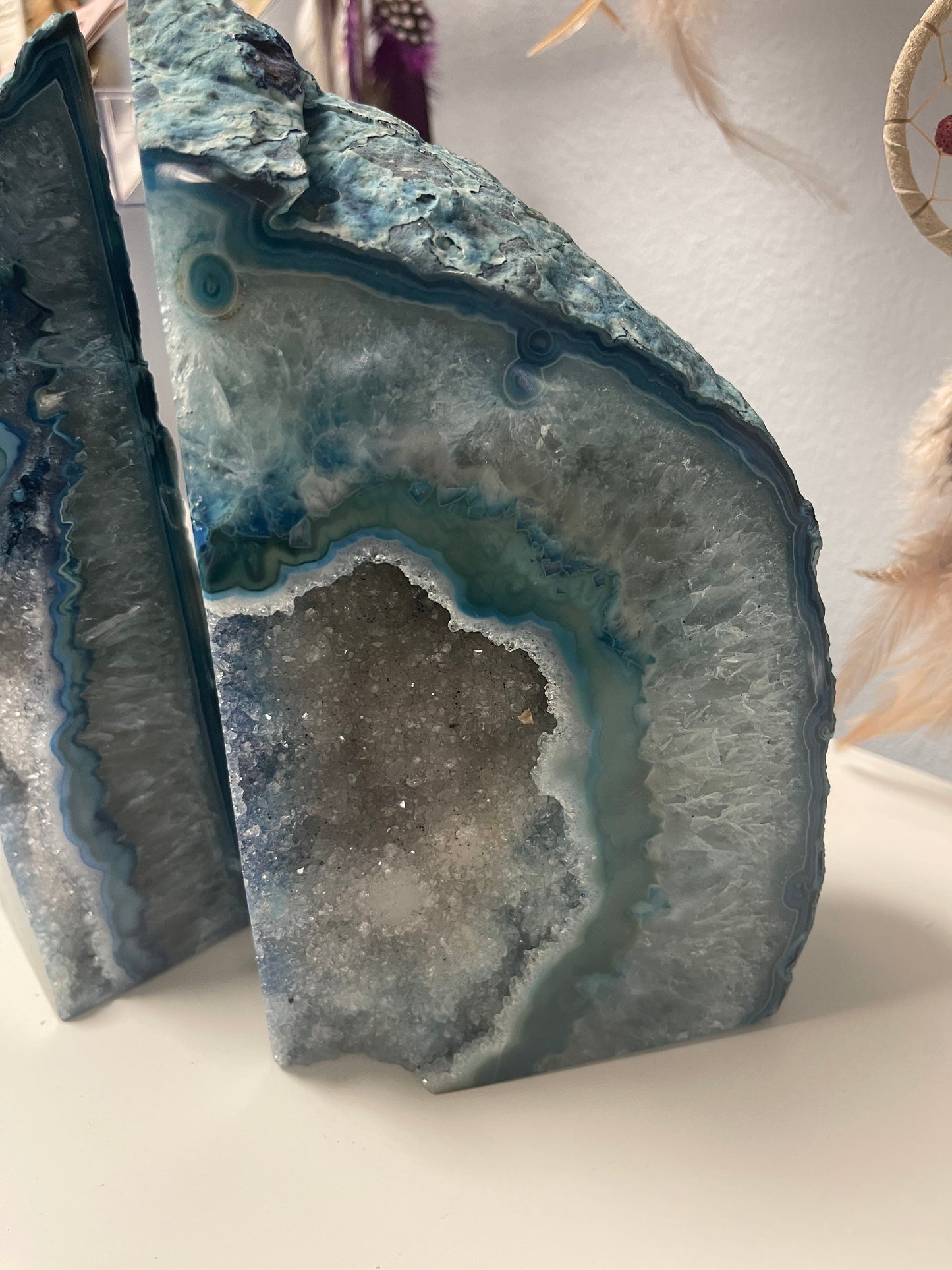 Agate Bookends - Teal Blue - Set of 2