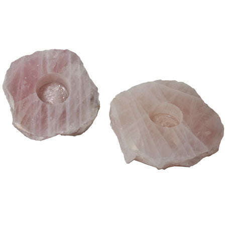 Thick Slab Candleholder - Rose Quartz