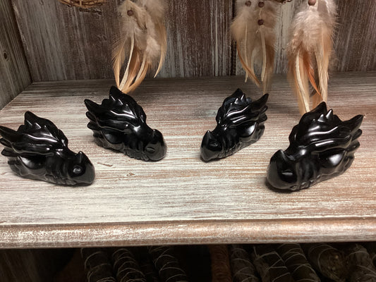 Black Obsidian Dragon Heads