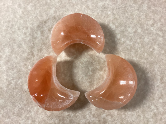 Peach Selenite Crystal Moon Bowl