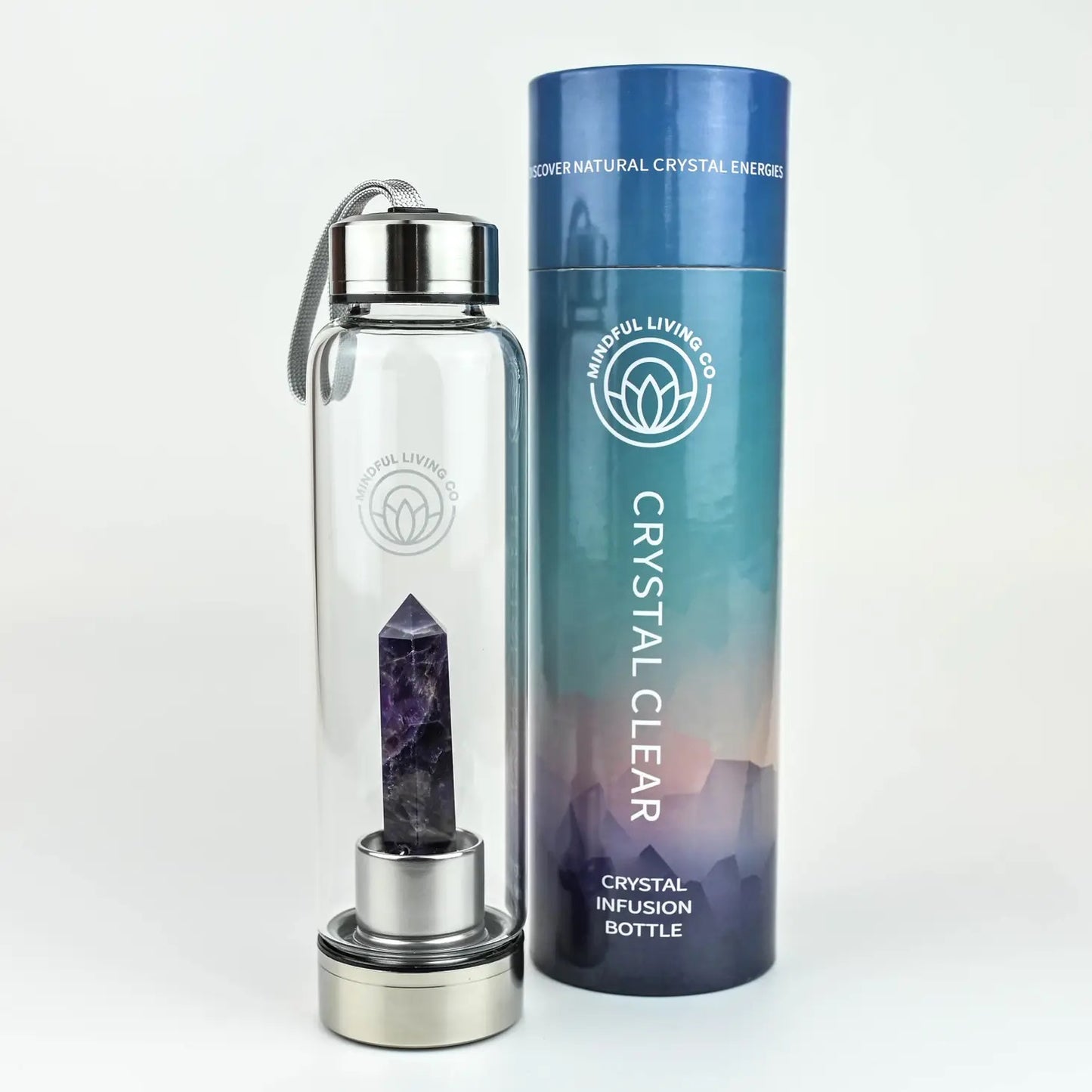 Crystal Clear Water Bottle with Amethyst Wand Insert