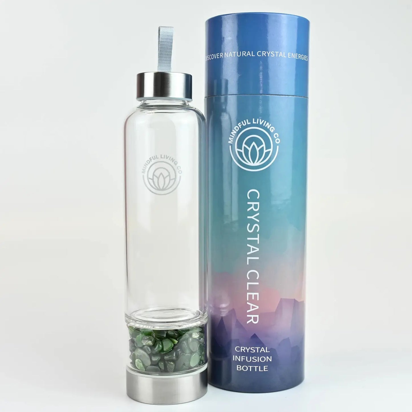 Crystal Clear Water Bottle with Jade Stones