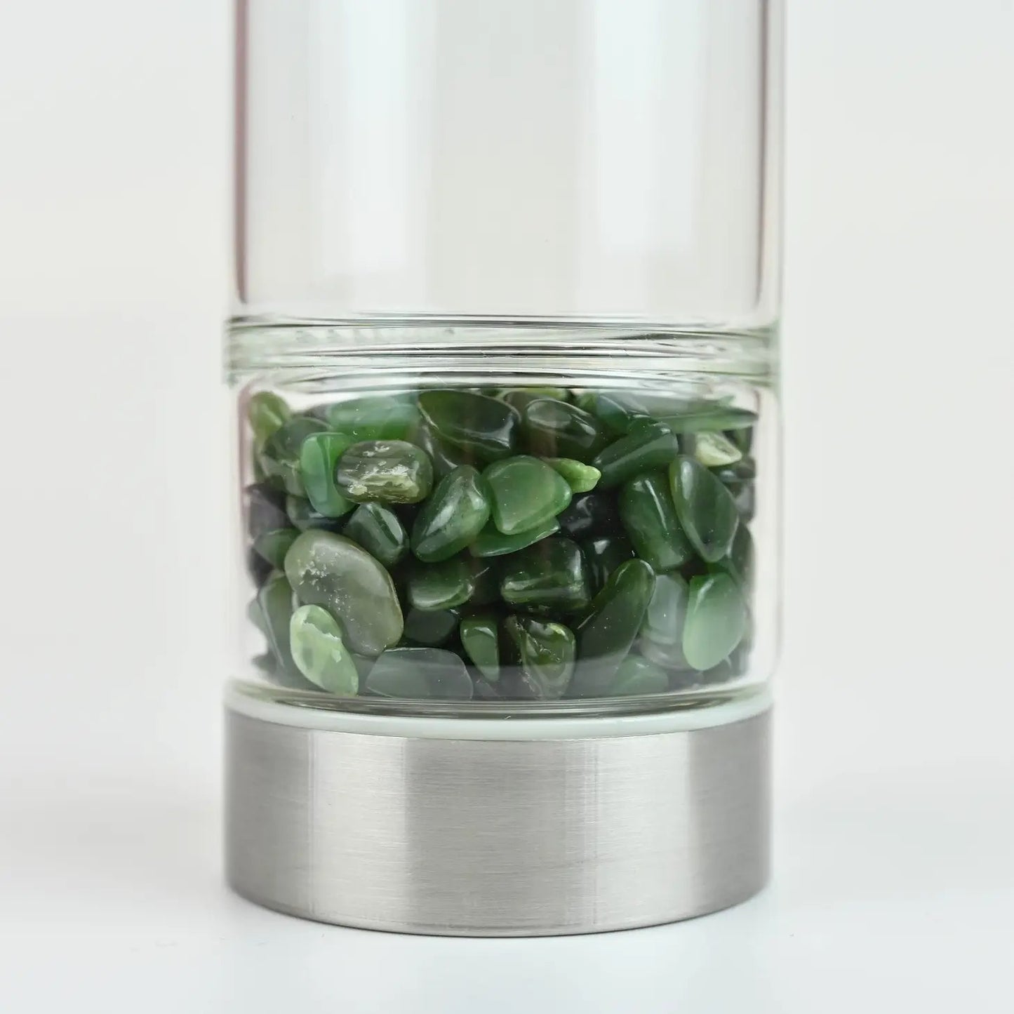 Crystal Clear Water Bottle with Jade Stones