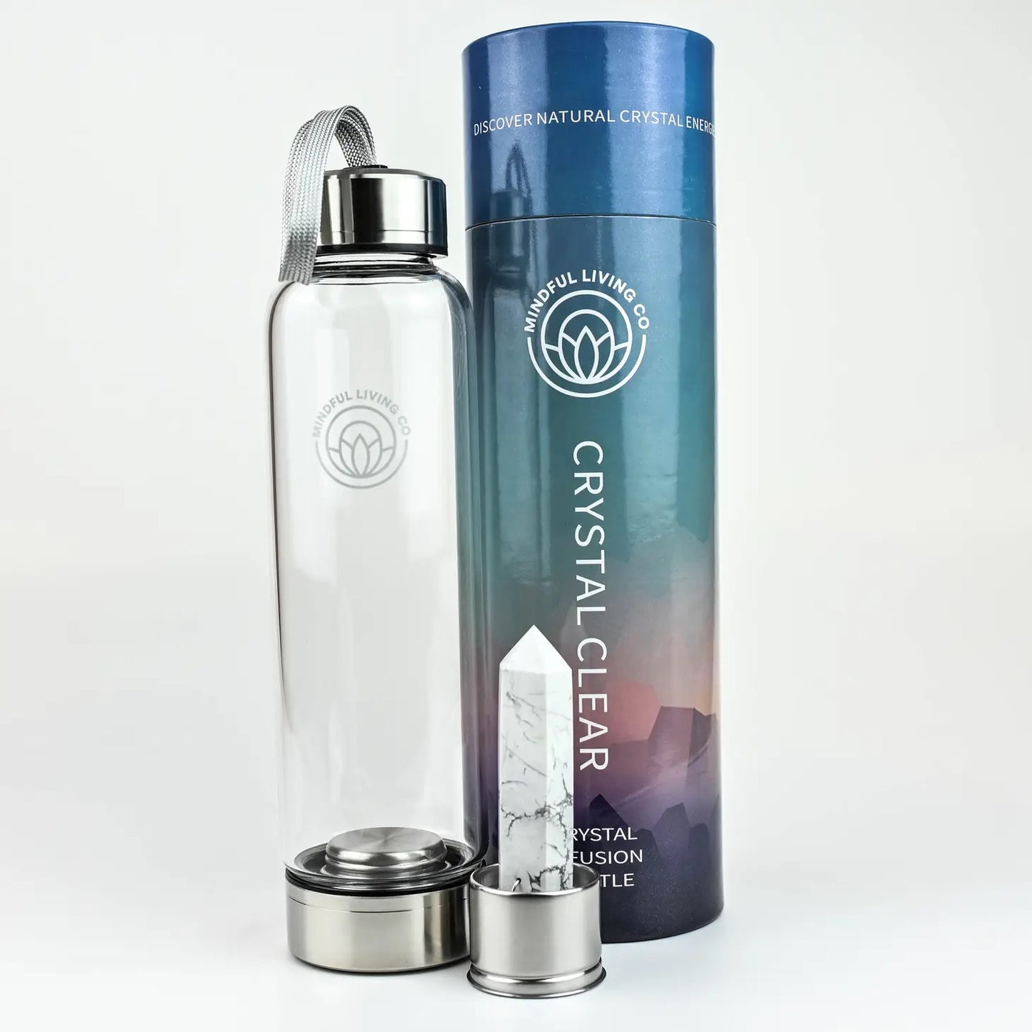 Crystal Clear Water Bottle with Howlite Wand Insert
