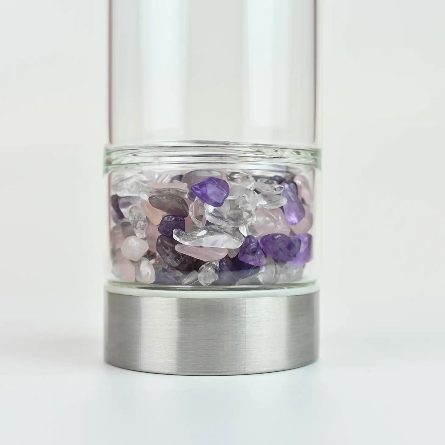 Crystal Clear Water Bottle with Crystal Stones - Love & Happiness