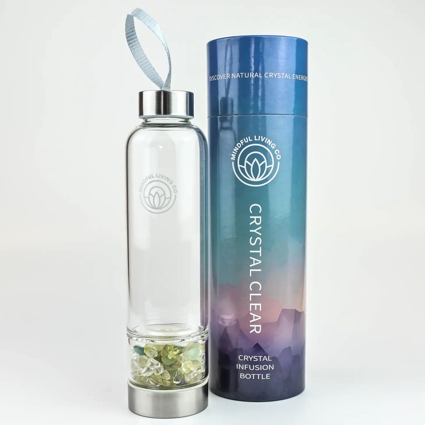 Crystal Clear Water Bottle with Crystal Stones - Luck & Prosperity