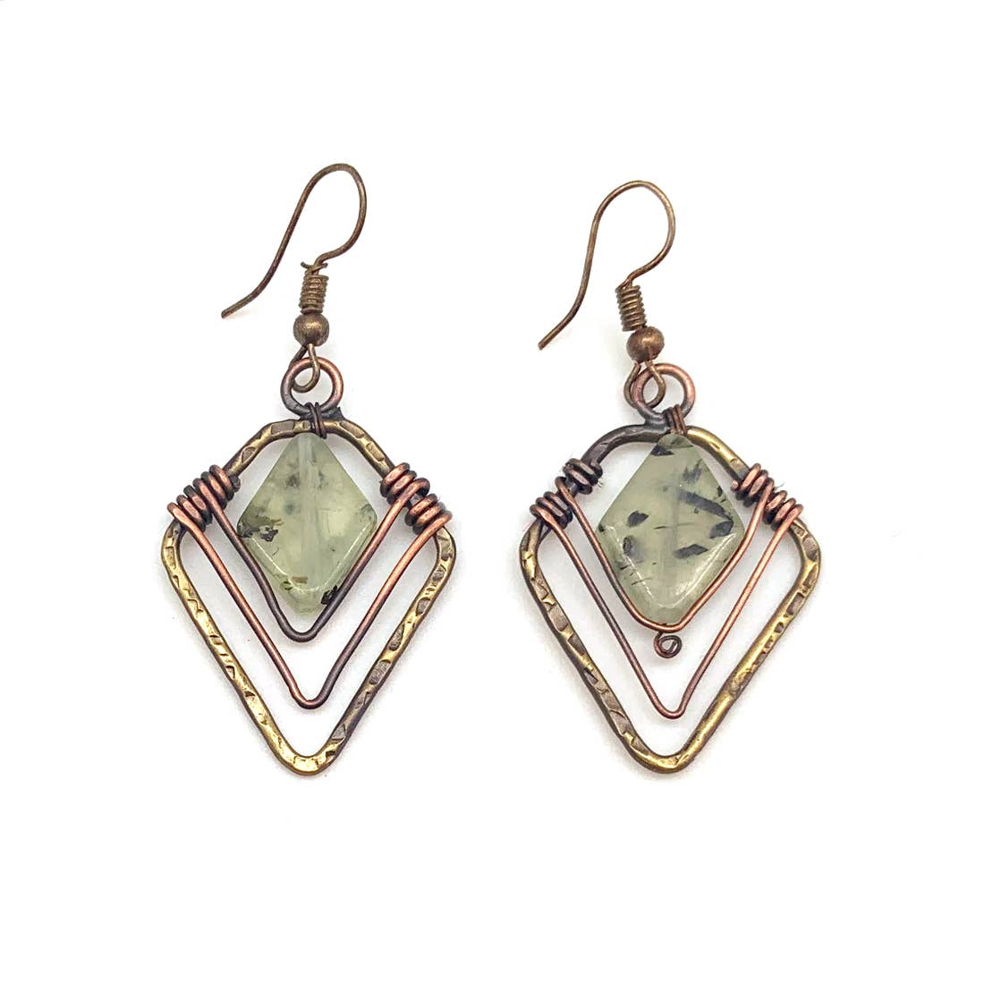 Banjara Prehnite Diamond Shaped Earrings