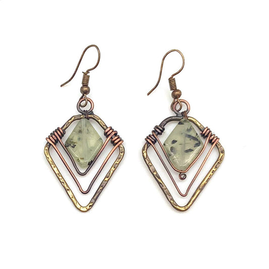 Banjara Prehnite Diamond Shaped Earrings