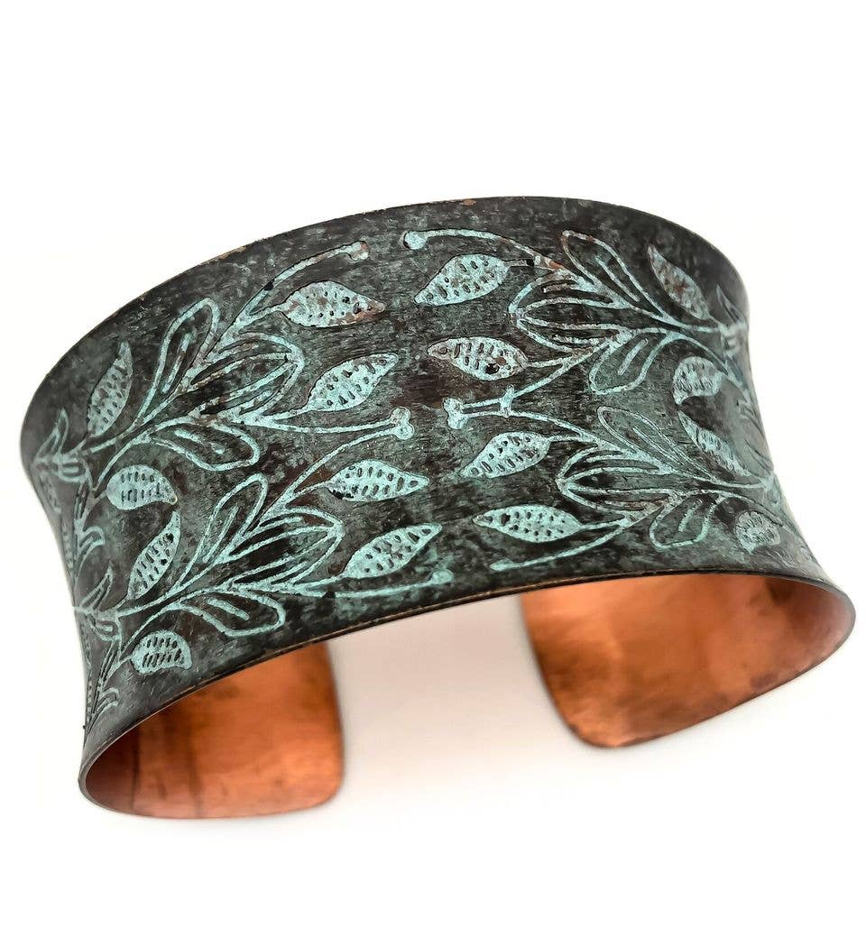 Copper Patina Leaves Mirrored Bracelet