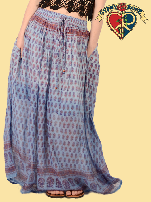 Gypsy Rose - Around The Fairgrounds Dip Dyed Printed Cotton Skirt