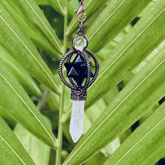 Black Onyx Merkaba Copper Pendulum