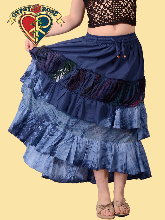 Gypsy Rose - Strut Ur Stuff Tiered & Layered Tye Dye Cotton Skirt