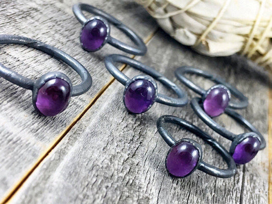 Amethyst Black Copper Rings