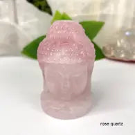 Carved Crystal Buddha Head - Rose quartz