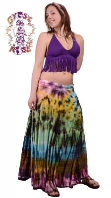 Starlight Tye Dye Spandex Blend Long Free Flow Skirt