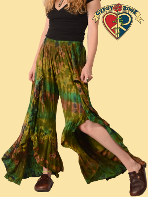 Tie Dye Stretchy Layered Faux Wrap Pants