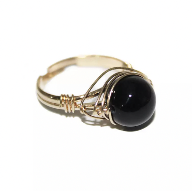 Obsidian Aura Ring - “Grounding & Protection"
