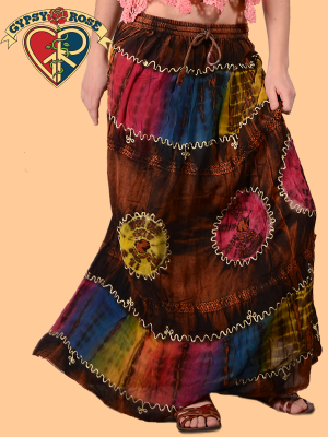 Gypsy Rose - Not Fade Away Tye Dye Emb Trim Tiered Skirt
