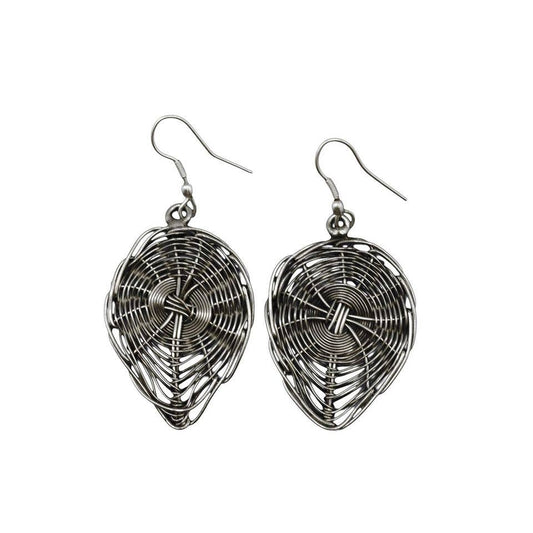 Basketweave Antique Silver Inverted Teardrop Earrings