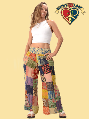 Gypsy Rose - Cotton Print Patchwork Flare Pants