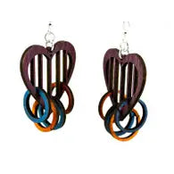 Heart with rings earrings