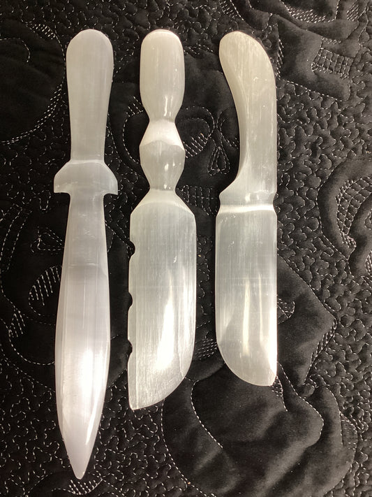 Selenite Athame Carved Ceremonial Tool