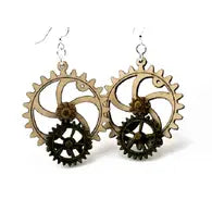 Kinetic Gear Earrings - Natural/Green