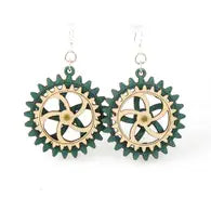 Kinetic Gear Earrings - Teal/Natural