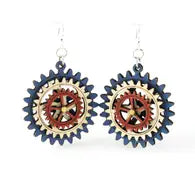 Kinetic gear earrings blue/natural/red