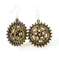 Kinetic Gear Earrings - Brown/Green