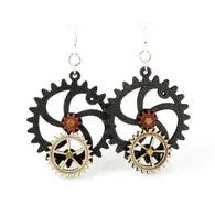 Kinetic Gear Earrings - Black/Red