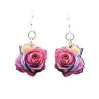 Multi Colored Rose Blossoms Earrings