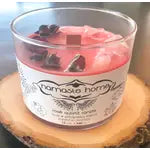 Rose quartz love & prosperity candle in red currant