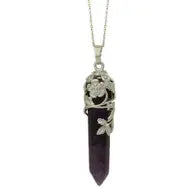 Silver ivy floral wrapped Amethyst necklace