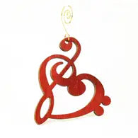 Treble Clef Heart Wood Ornament